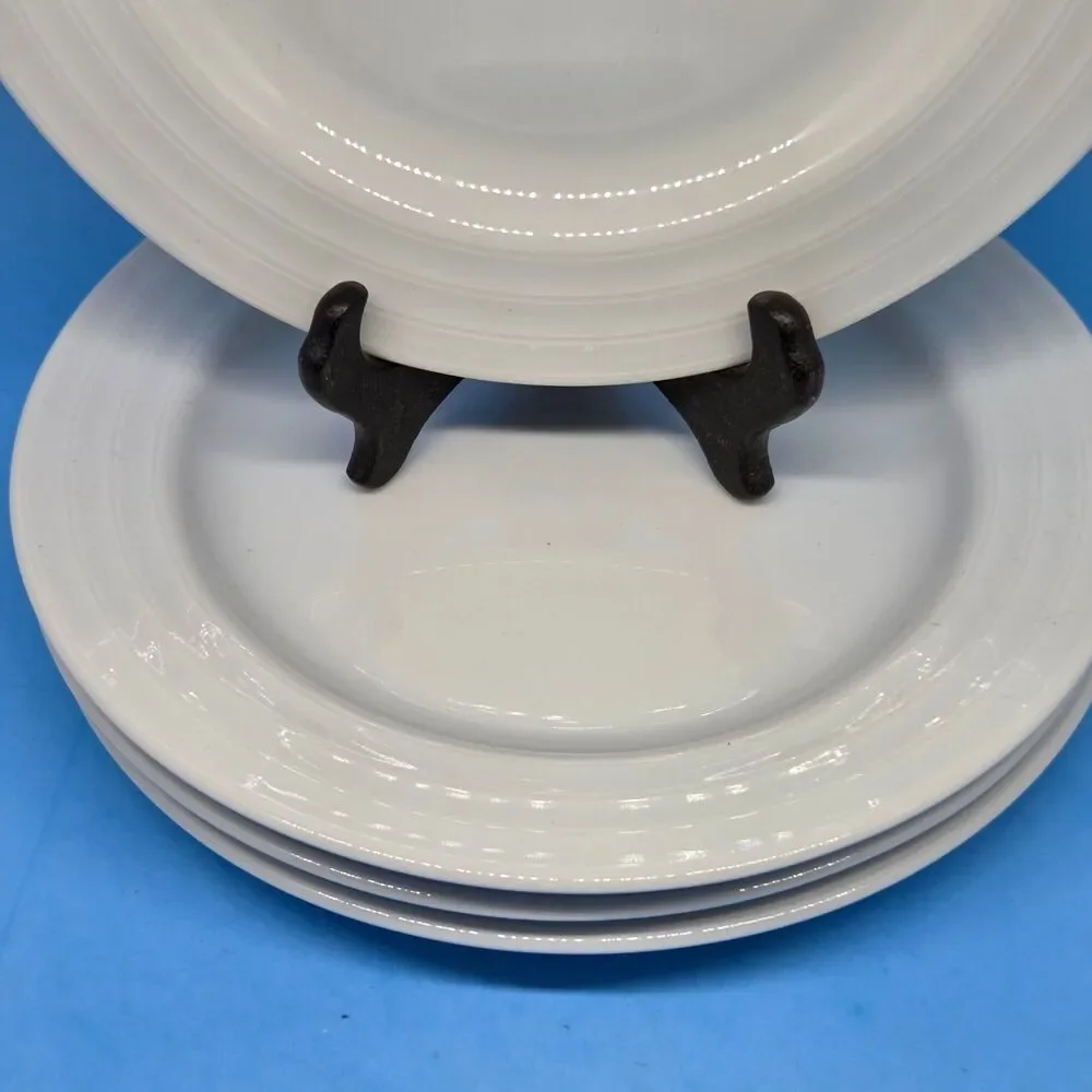 Crate & Barrel Roulette Salad Plates White Spal Porcelain 8 1/4